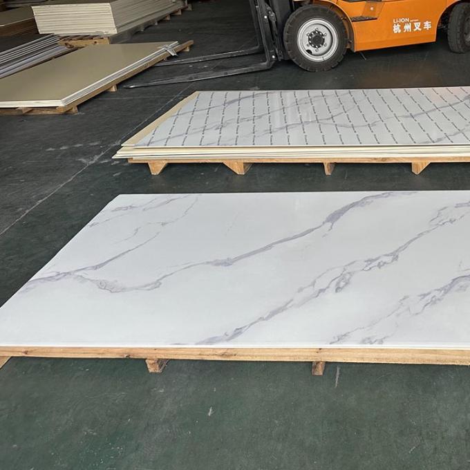 High Glossy Marble Texture WPC Wall Panel Bamboo Charcoal Wood Veneer ...