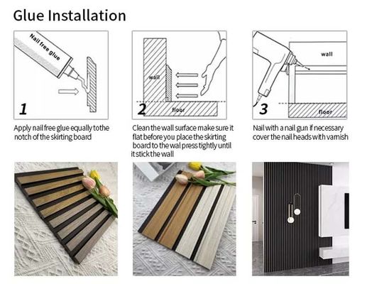 WaterProof Soundproof Fluted PS Wall Panels Easy Installation Wood Plastic Composite