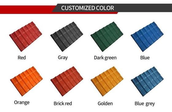 Synthetic Resin U Shape Solar Ceramic Roof Tiles Colorful Coating