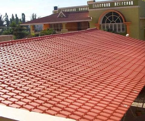 Synthetic Resin U Shape Solar Ceramic Roof Tiles Colorful Coating