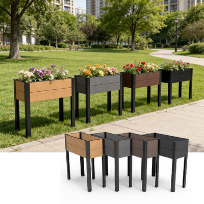 Modern Elevated Raised Garden Bed With Waterproof Fire Retardant Eco Friendly Wood Plastic Composite For Outdoor
