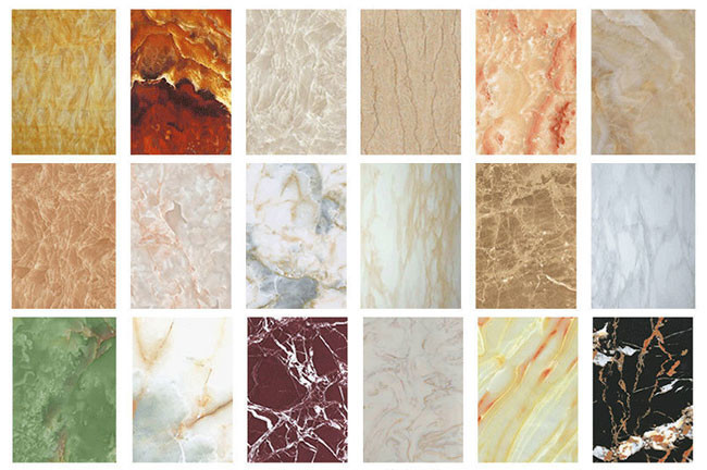 High Glossy 4x8 Marble Alternative PVC Marble Sheet UV Flexible Plastic ...